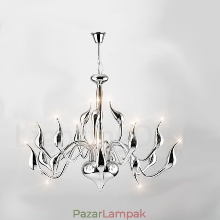 18 lámpa, rozsdamentes, posztmodern hattyúcsillár, G4 krómozott fény 18 lámpa, rozsdamentes, posztmodern hattyúcsillár, G4 krómozott fény