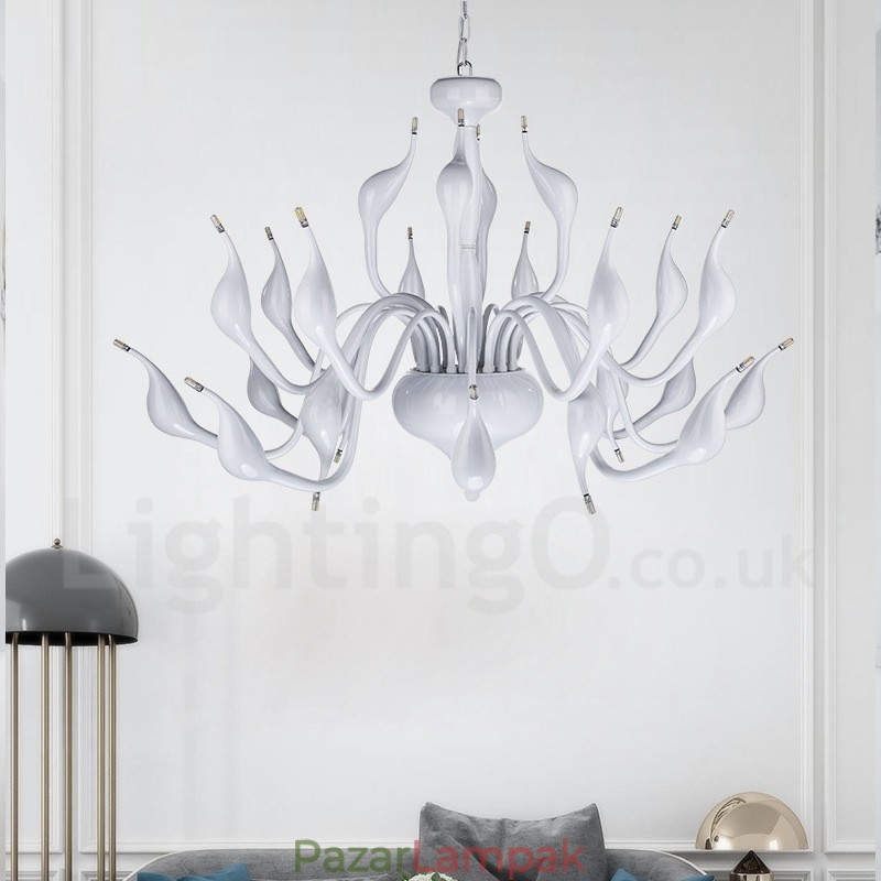 24 lámpa Modern Swan csillár Light G4 fehér bevonat