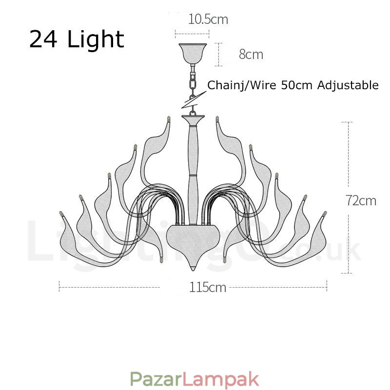 24 lámpa Modern Swan csillár Light G4 aranyozás