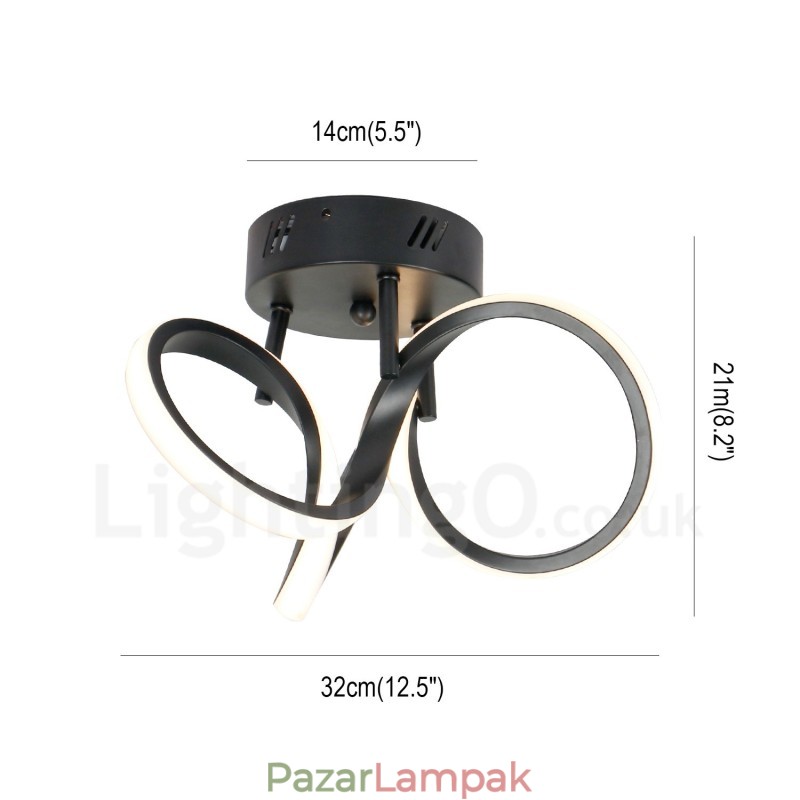 Triac kapcsoló, szabályozható fekete, modern, modern skandináv stílusú, süllyesztett, kerek mennyezeti lámpa