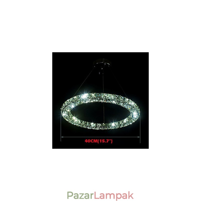 Kristály függő világítás Modern, egy D40CM háromoldalas K9 kristály beltéri mennyezeti lámpatestek