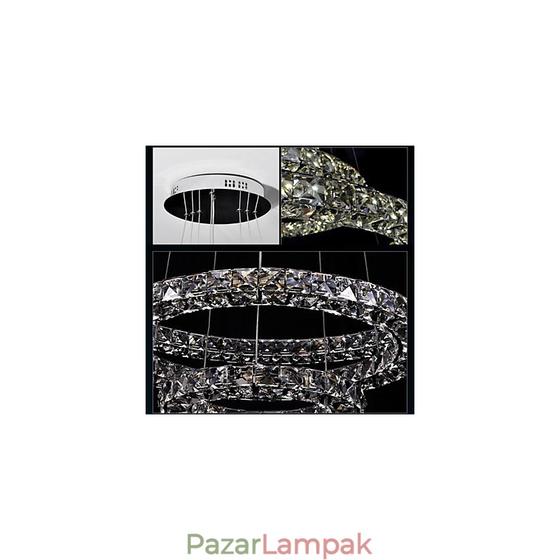 Kristály függő világítás Modern, egy D40CM háromoldalas K9 kristály beltéri mennyezeti lámpatestek