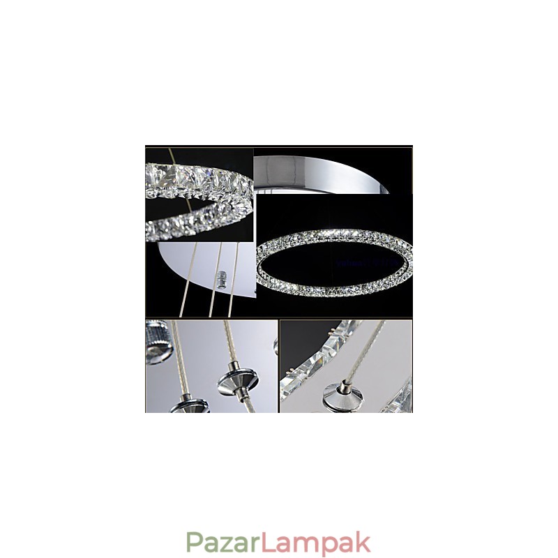 Kristály függő világítás Modern, egy D40CM háromoldalas K9 kristály beltéri mennyezeti lámpatestek