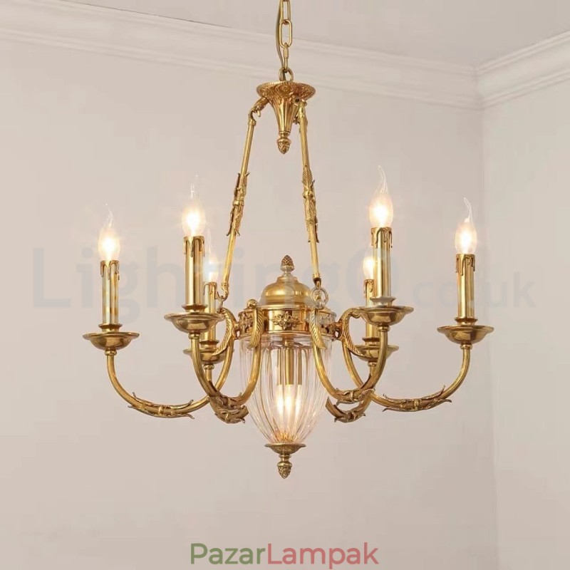 Luxus francia All Copper Crystal Csillár Lámpa Étkező lámpatest Csillár