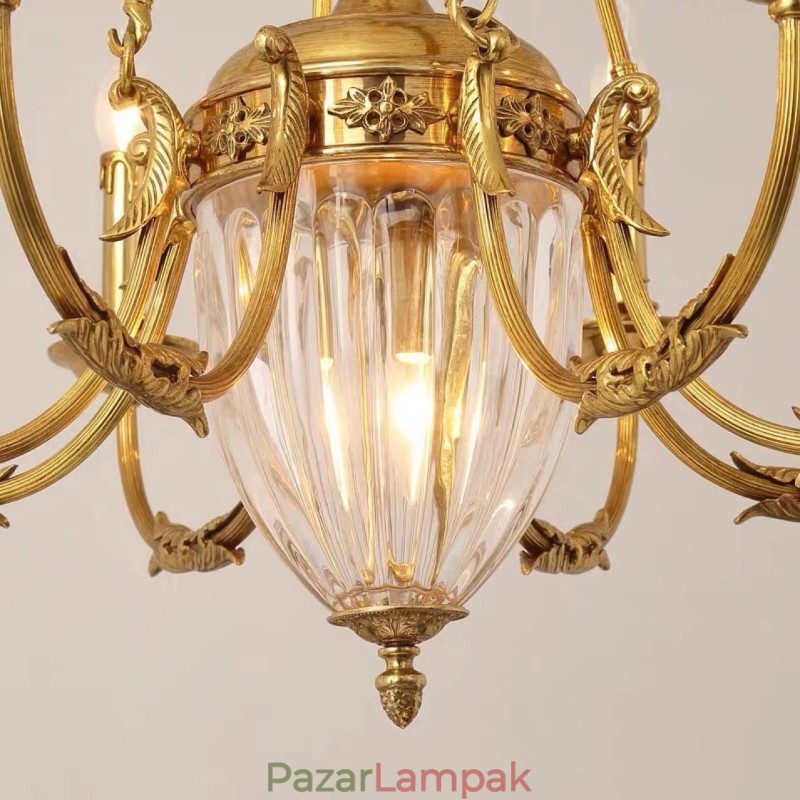 Luxus francia All Copper Crystal Csillár Lámpa Étkező lámpatest Csillár