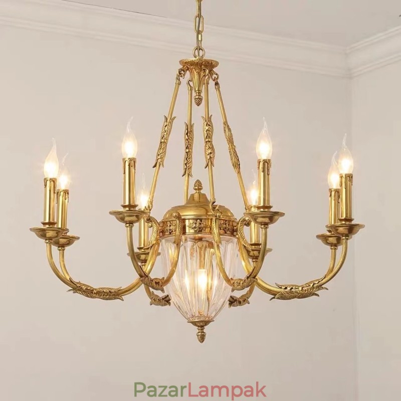 Luxus francia All Copper Crystal Csillár Lámpa Étkező lámpatest Csillár