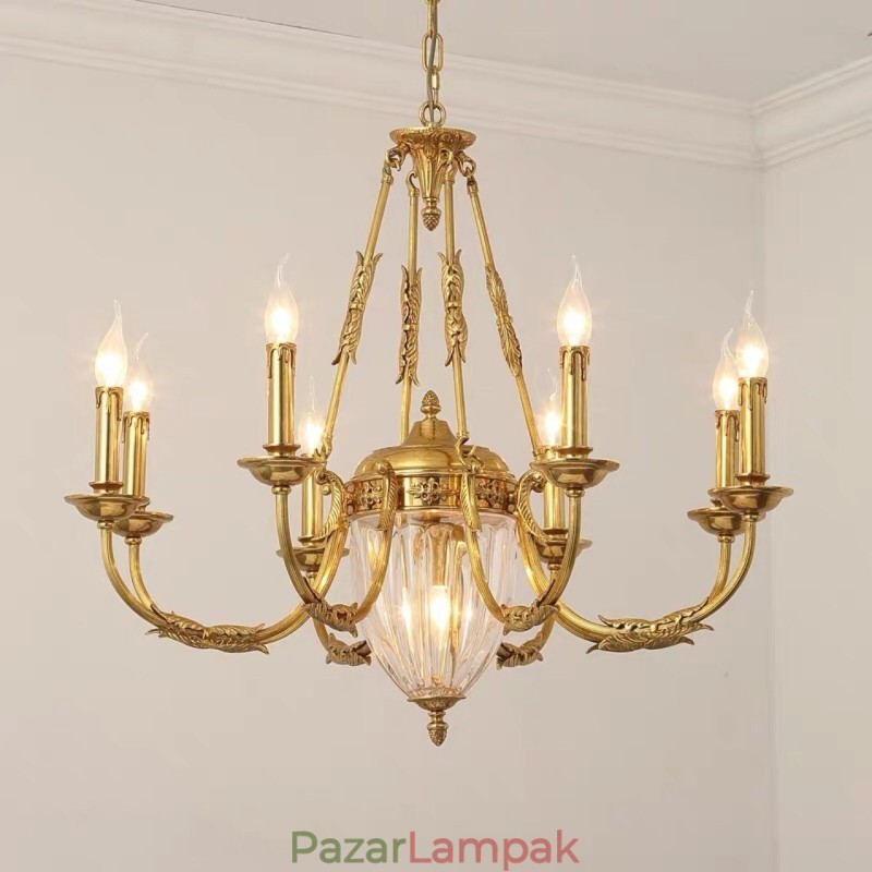 Luxus francia All Copper Crystal Csillár Lámpa Étkező lámpatest Csillár