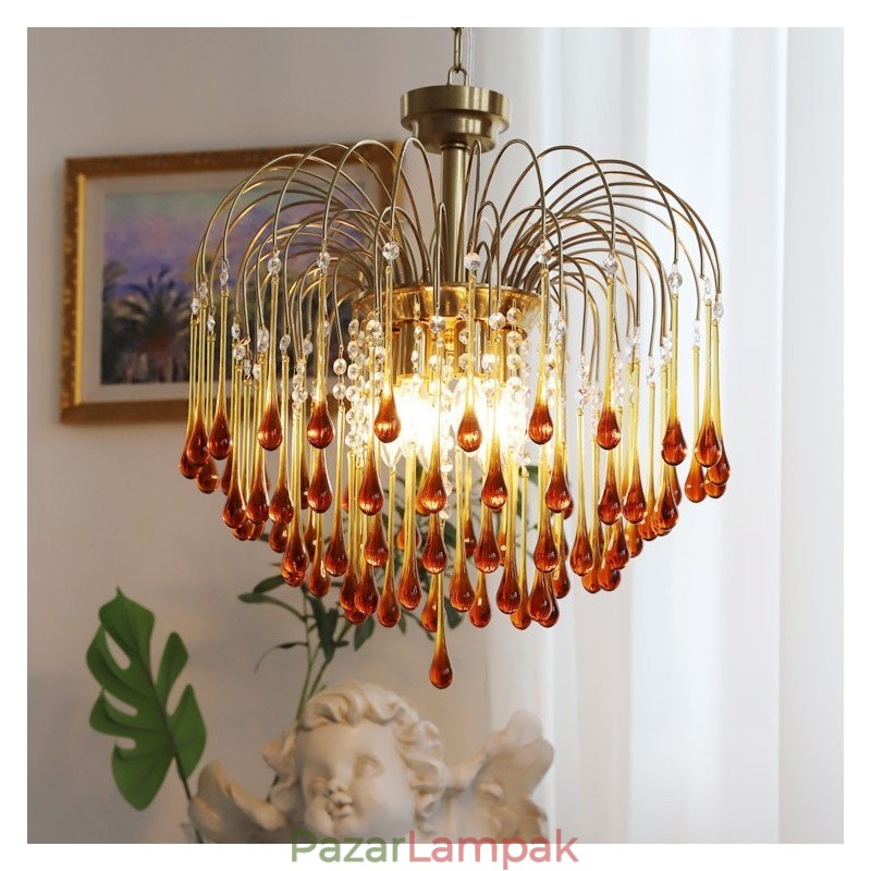 Water Drop Glass Chandelier lámpatest