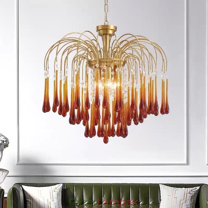 Water Drop Glass Chandelier lámpatest