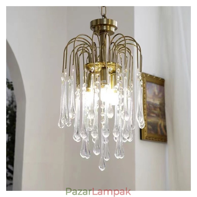 Water Drop Glass Chandelier lámpatest