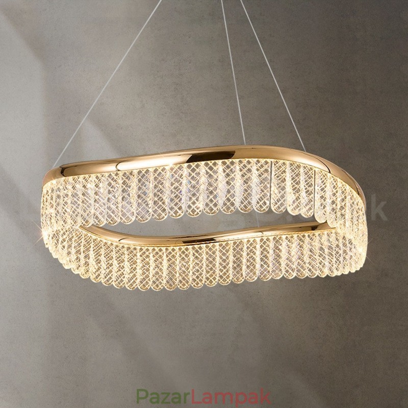 Négyzet alakú kristály függőlámpa 1 2 gyűrűs K9 kristály beltéri mennyezeti lámpatest