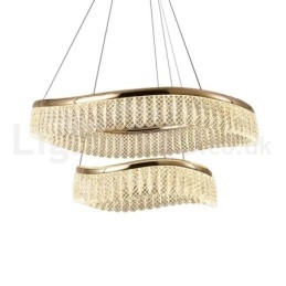 Négyzet alakú kristály függőlámpa 1 2 gyűrűs K9 kristály beltéri mennyezeti lámpatest