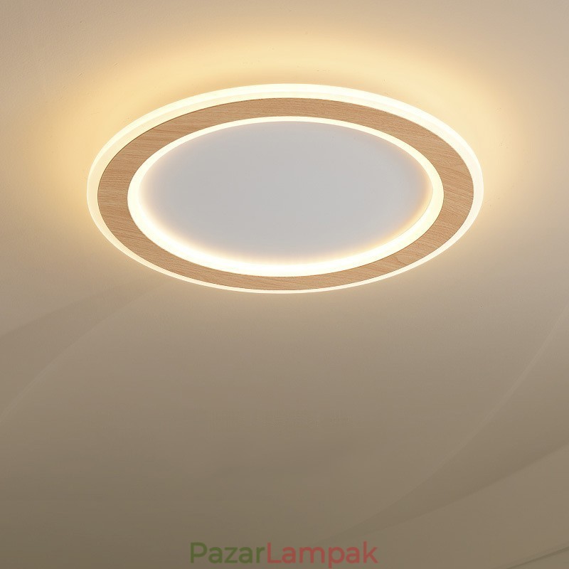 Kerek fa modern süllyesztett mennyezeti lámpa beltéri lámpatest