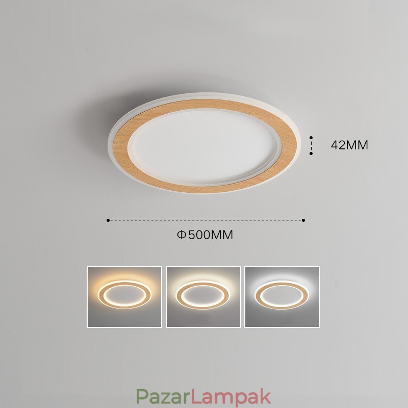 Kerek fa modern süllyesztett mennyezeti lámpa beltéri lámpatest