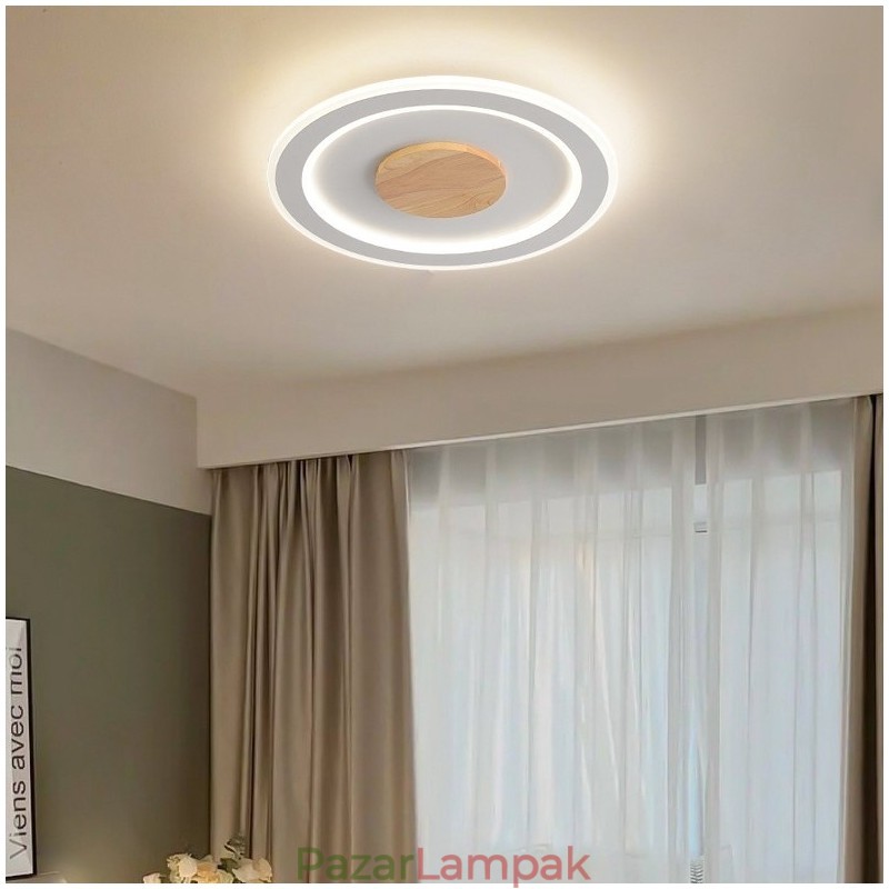 Kerek fa modern süllyesztett mennyezeti lámpa beltéri lámpatest