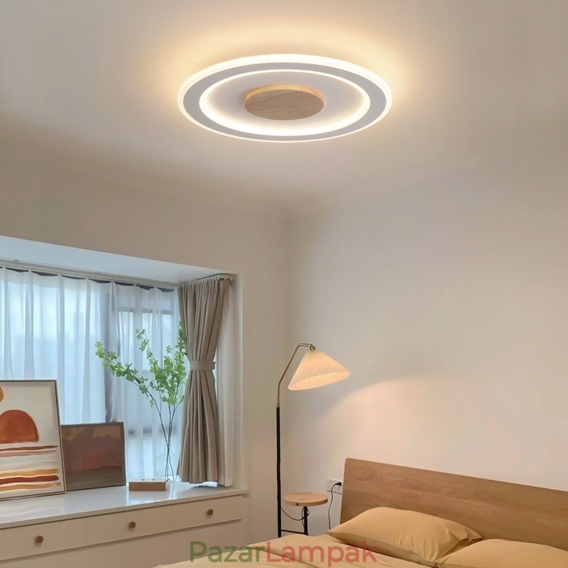 Kerek fa modern süllyesztett mennyezeti lámpa beltéri lámpatest
