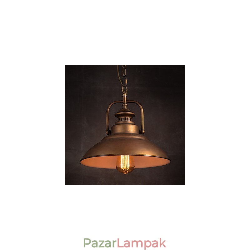 Retro függőlámpa fém esernyőernyővel, régi gyári stílusban