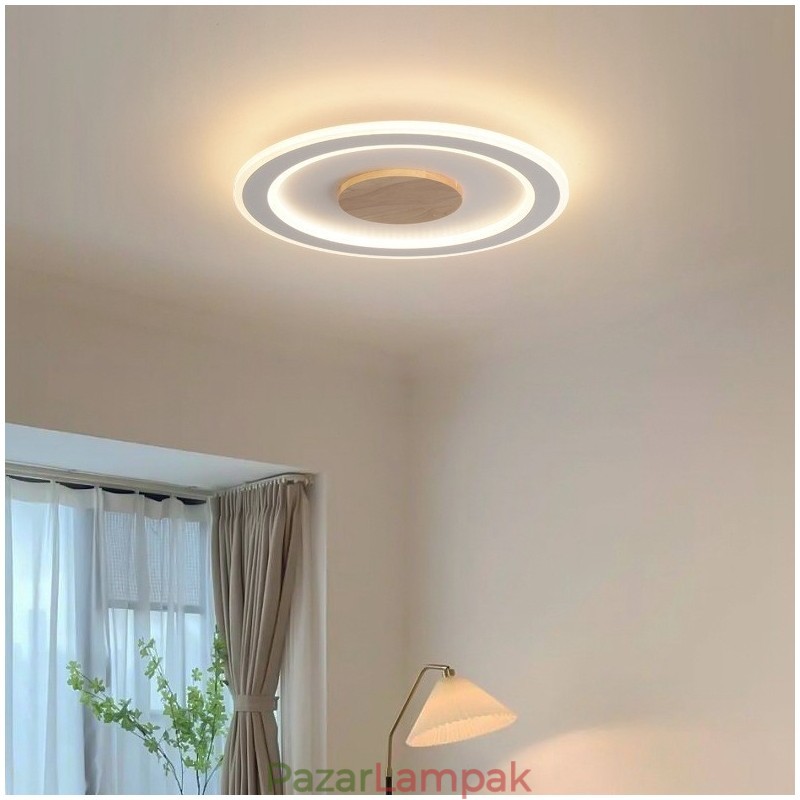 Kerek fa modern süllyesztett mennyezeti lámpa beltéri lámpatest