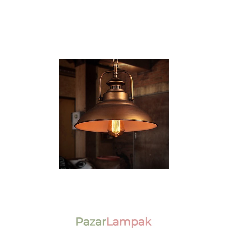 Retro függőlámpa fém esernyőernyővel, régi gyári stílusban