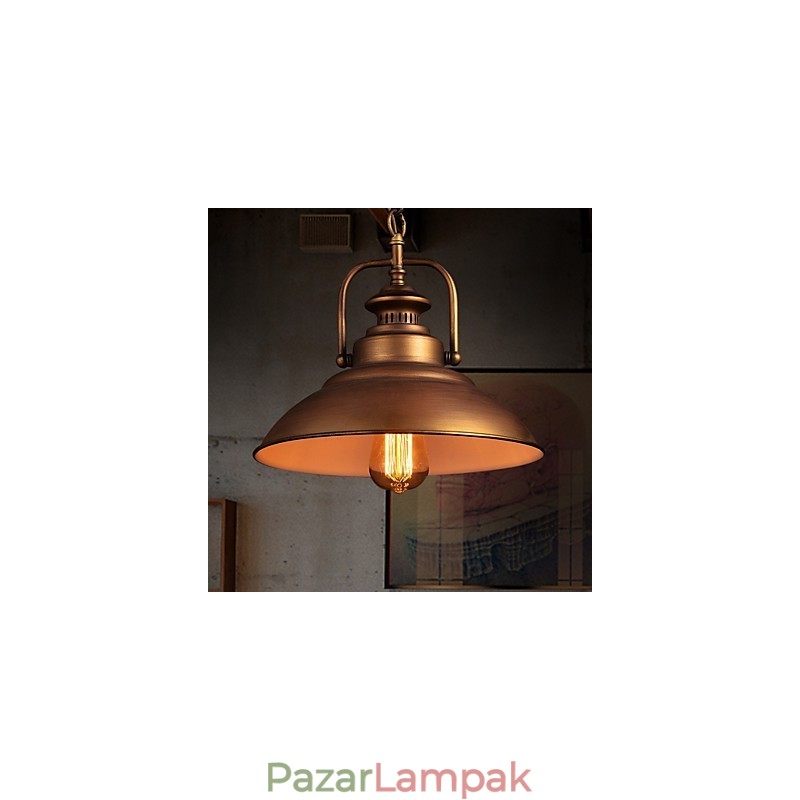 Retro függőlámpa fém esernyőernyővel, régi gyári stílusban