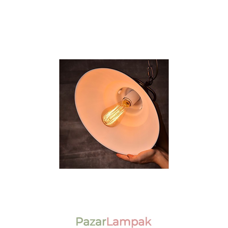 Retro függőlámpa fém esernyőernyővel, régi gyári stílusban
