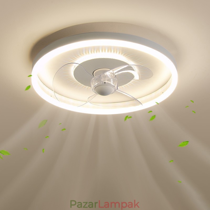 Modern kerek, ultravékony, csendes, láthatatlan teljes spektrumú szemvédő, szabályozható, süllyesztett ventilátorlámpa