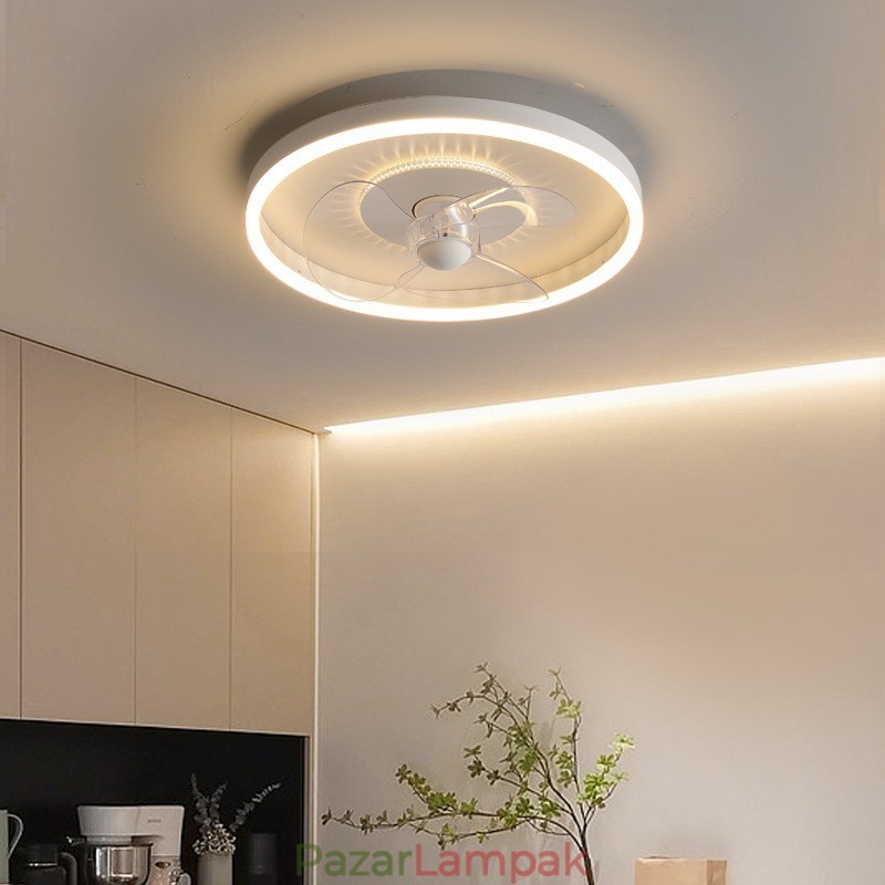 Modern kerek, ultravékony, csendes, láthatatlan teljes spektrumú szemvédő, szabályozható, süllyesztett ventilátorlámpa