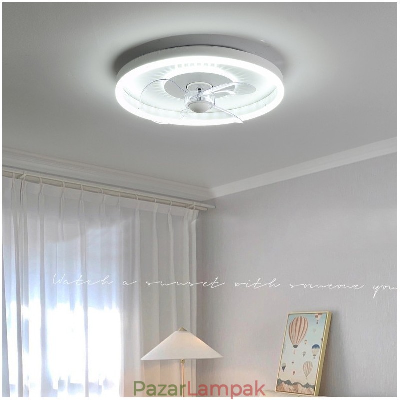 Modern kerek, ultravékony, csendes, láthatatlan teljes spektrumú szemvédő, szabályozható, süllyesztett ventilátorlámpa