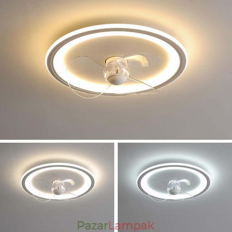Nordic Round Ultra vékony, csendes, láthatatlan, szabályozható, süllyesztett ventilátorfény teljes spektrumú szemvédelem