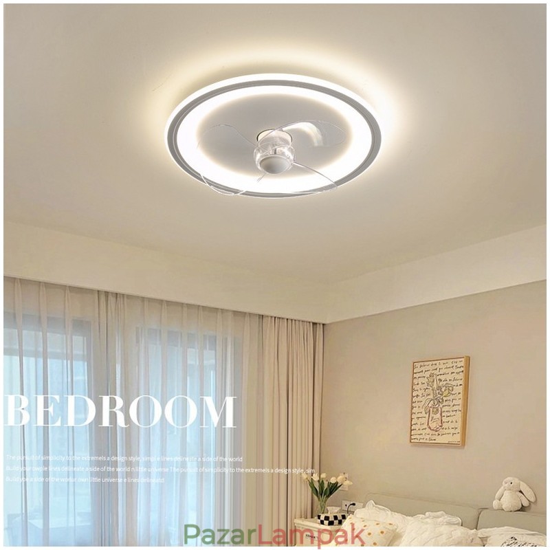 Nordic Round Ultra vékony, csendes, láthatatlan, szabályozható, süllyesztett ventilátorfény teljes spektrumú szemvédelem