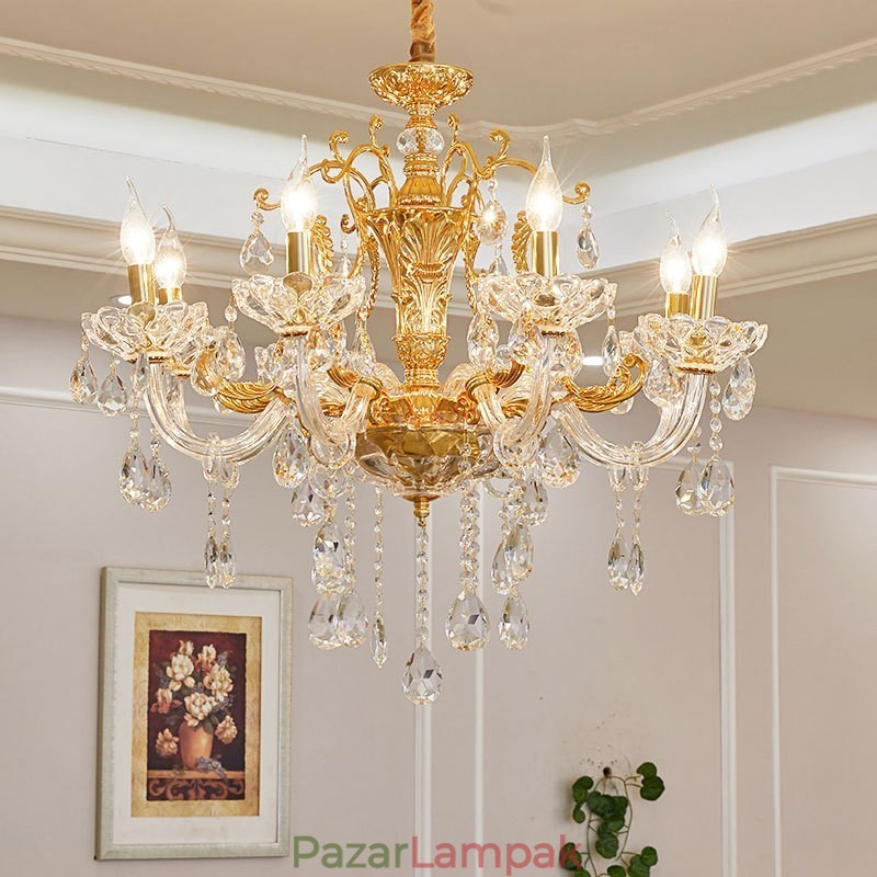 6 világos 8 világos luxus arany színű kristály gyertyacsillár