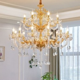 18 Világos kétszintű luxus arany színű kristály gyertyacsillár