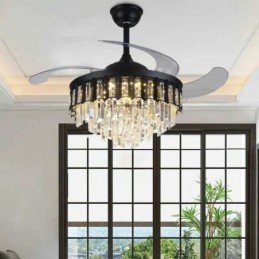 Behúzható mennyezeti ventilátor Világos kristály mennyezeti ventilátor