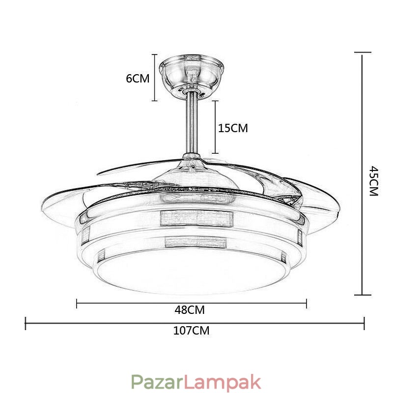 Modern mennyezeti ventilátor lámpa ABS ventilátorlapát akril világítás