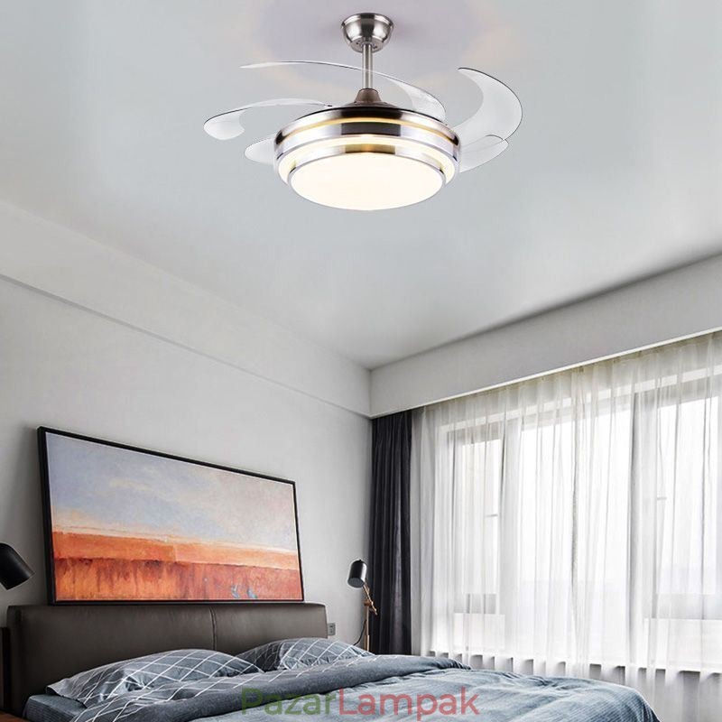 Modern mennyezeti ventilátor lámpa ABS ventilátorlapát akril világítás