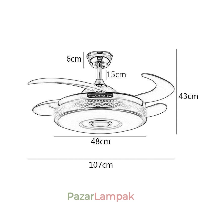 Modern galvanizáló mennyezeti ventilátor inverteres ventilátor lámpa