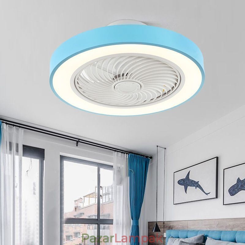 Modern mennyezeti ventilátor lámpák távirányítós akril kerek mennyezeti lámpával