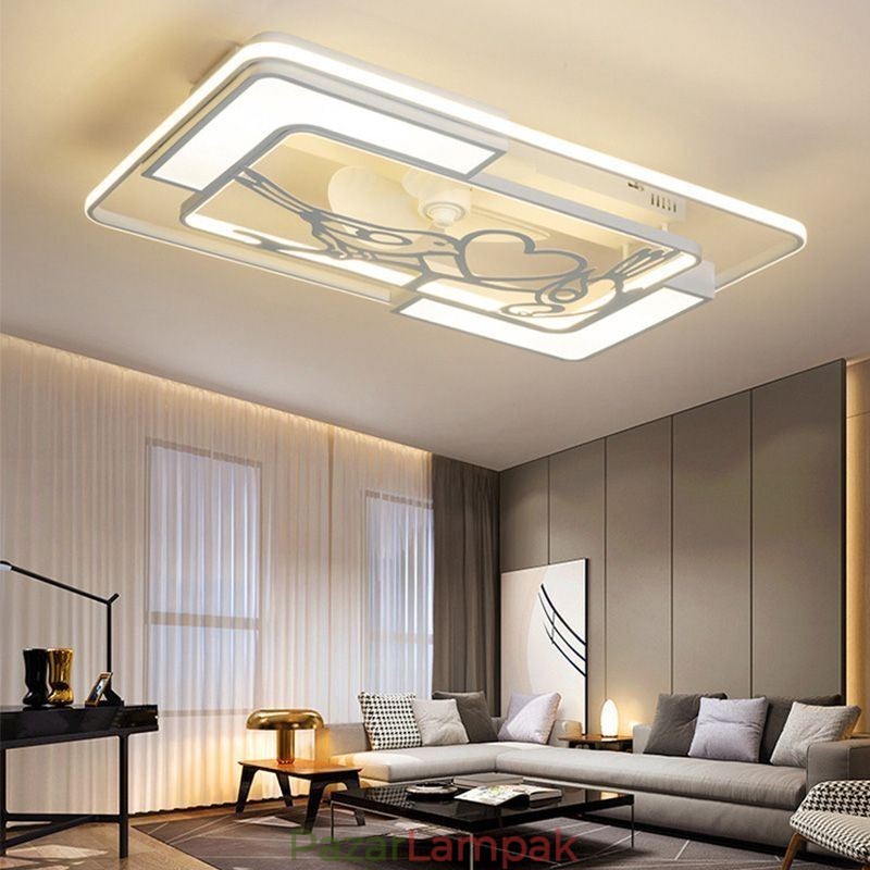 Modern téglalap alakú mennyezeti ventilátor lámpatestek