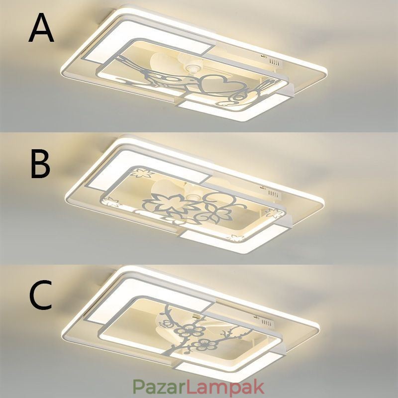 Modern téglalap alakú mennyezeti ventilátor lámpatestek