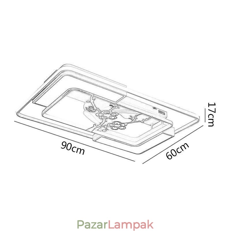 Modern téglalap alakú mennyezeti ventilátor lámpatestek