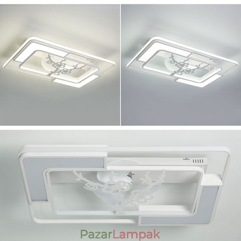 Modern téglalap alakú mennyezeti ventilátor lámpatestek