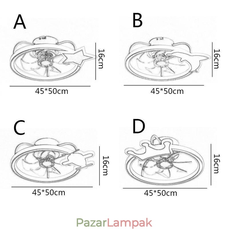 Rajzfilm mennyezeti ventilátor fényű kreatív mennyezeti lámpa gyerekeknek