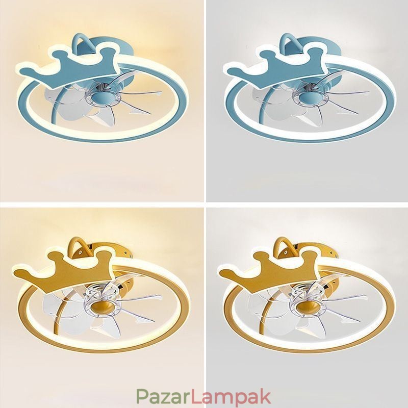 Rajzfilm mennyezeti ventilátor fényű kreatív mennyezeti lámpa gyerekeknek