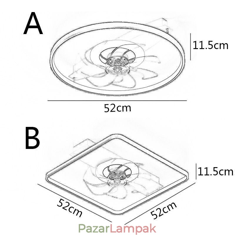 Modern mennyezeti ventilátor világítással Távirányítós szellőzőlámpa
