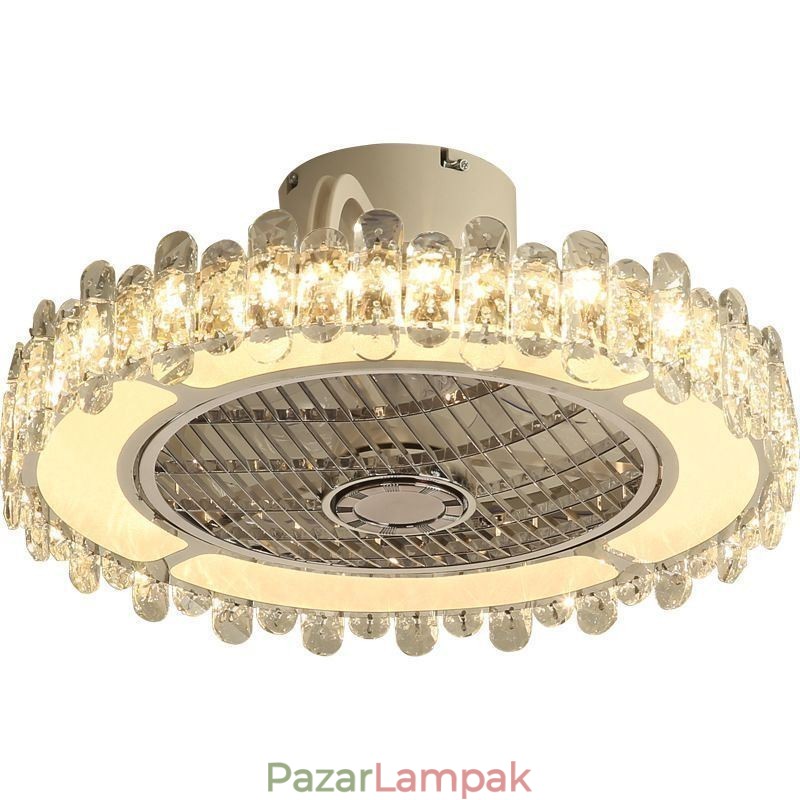 Kristály mennyezeti ventilátor fény arany kerek mennyezeti lámpa