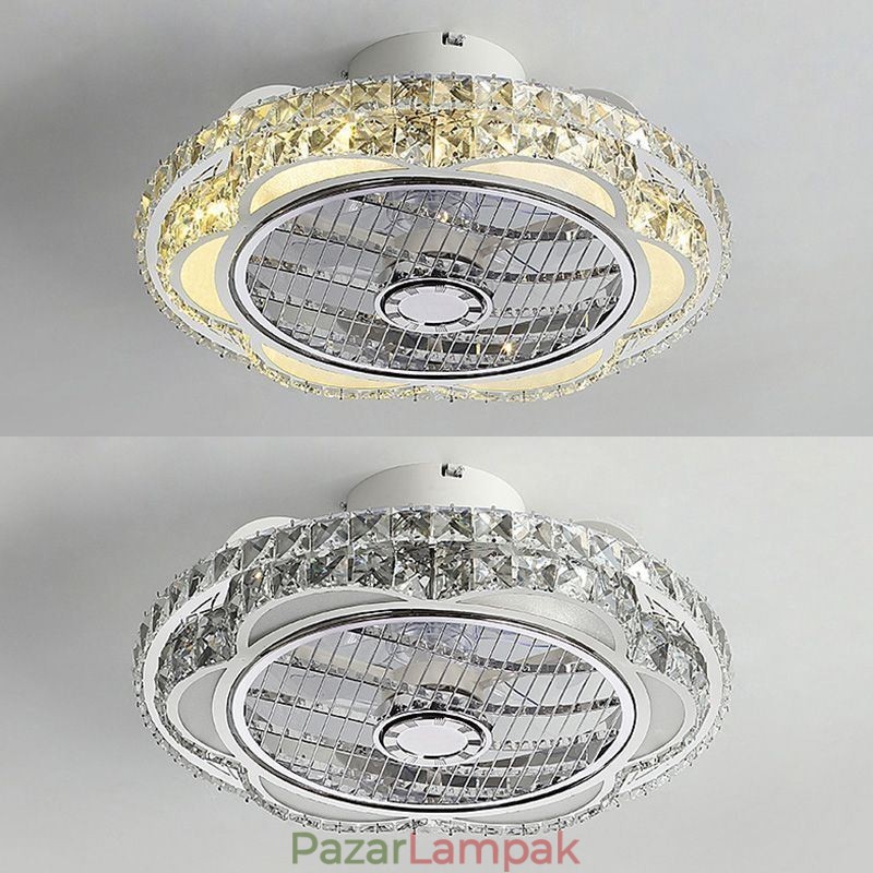 Kristály mennyezeti ventilátor fény arany kerek mennyezeti lámpa