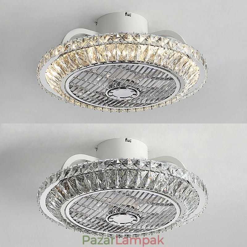 Kristály mennyezeti ventilátor fény arany kerek mennyezeti lámpa
