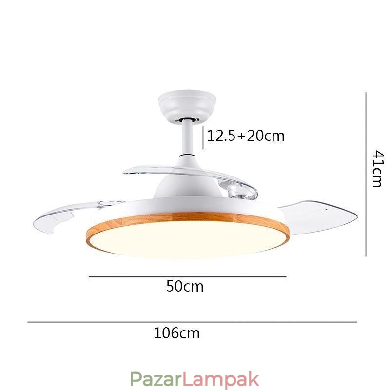 Modern inverteres mennyezeti ventilátor lámpa távirányítós mennyezeti lámpa, háromszínű fényerő