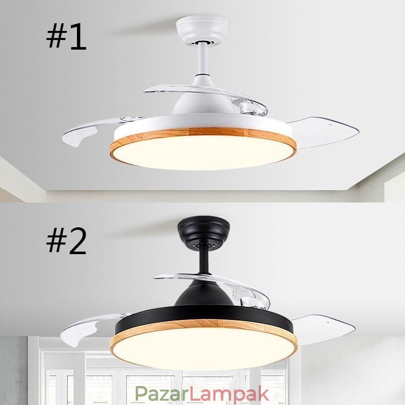Modern inverteres mennyezeti ventilátor lámpa távirányítós mennyezeti lámpa, háromszínű fényerő