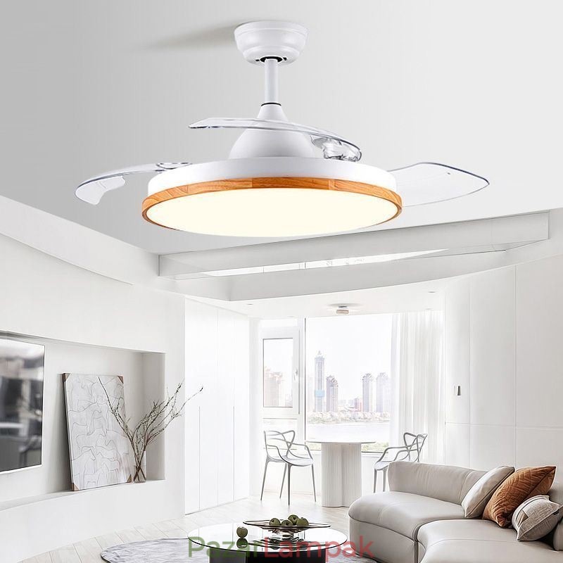 Modern inverteres mennyezeti ventilátor lámpa távirányítós mennyezeti lámpa, háromszínű fényerő